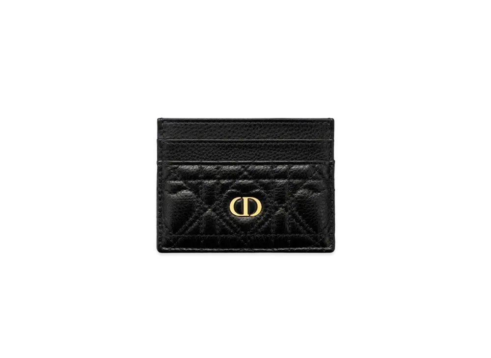 Dior Dioramour Dior Caro Freesia Card Holder Cannage Calfskin with Heart Motif "Black"