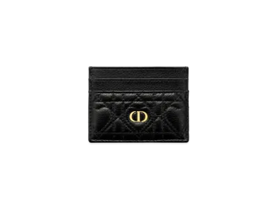 Dior Dioramour Dior Caro Freesia Card Holder Cannage Calfskin with Heart Motif "Black"