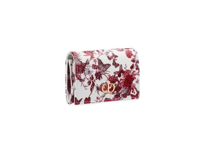 Dior Caro Glycine Wallet Calfskin with Le Coeur des Papillons Print "White/Red"