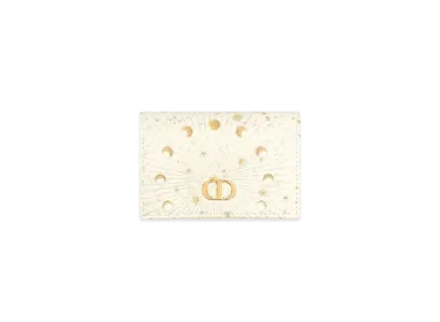 Dior Caro Glycine Wallet Calfskin with Dior Astral Print "Latte/Gold"