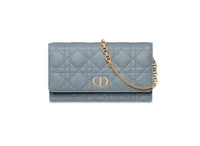 Dior Caro Pouch Supple Cannage Calfskin "Cloud Blue"