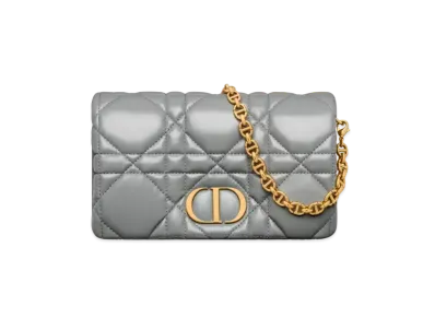 Dior Caro Macro Cannage Mini Bag Quilt Macro Cannage Calfskin "Stone Gray"