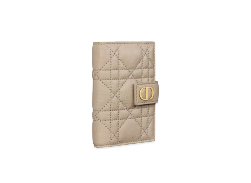 Dior Caro Vertical Card Holder Supple Cannage Calfskin "Sand"