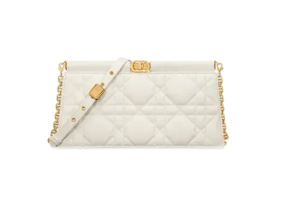 Dior Caro Colle Clutch with Chain "Latte"