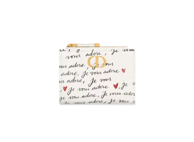 Dior Dioramour Dior Caro Dahlia Wallet Calfskin with Je Vous Adore Print "White/Black/Red"