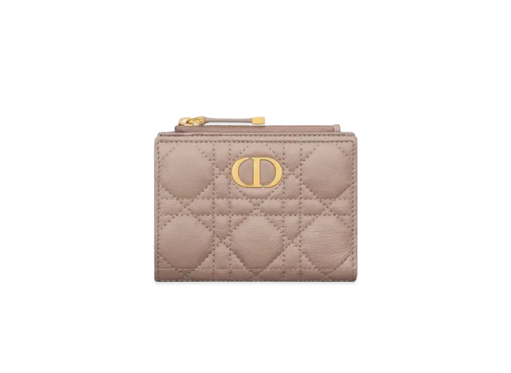 Dior Caro Dahlia Wallet Supple Cannage Calfskin "Taupe"