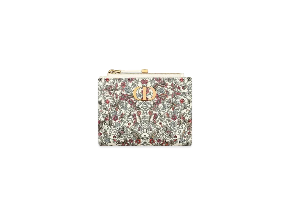 Dior Dioramour Dior Caro Dahlia Wallet Calfskin with Coeur des Curiosites Print "Latte White/Multicolor"