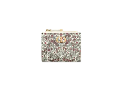 Dior Dioramour Dior Caro Dahlia Wallet Calfskin with Coeur des Curiosites Print "Latte White/Multicolor"