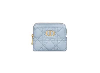 Dior Caro Lavender Wallet Cannage Calfskin "Pail Blue"