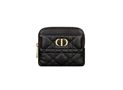 Dior Caro Lavender Wallet Cannage Calfskin "Black"