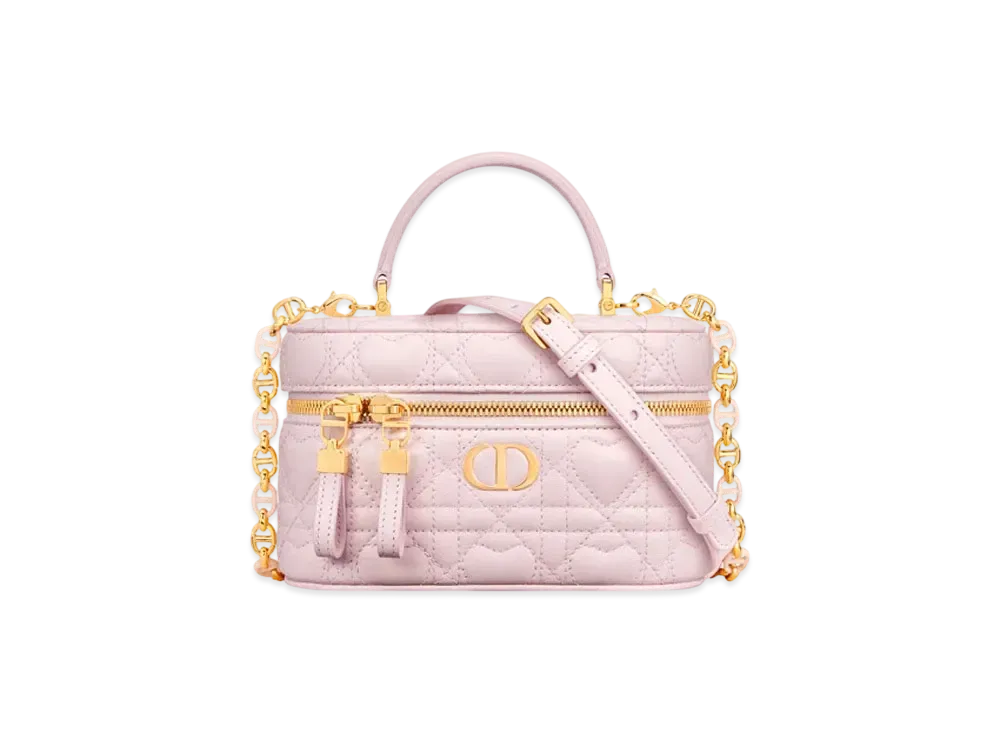 Dior Dioramour Dior Caro Mini Vanity Cannage Lambskin with Heart Motif "Pale Pink"