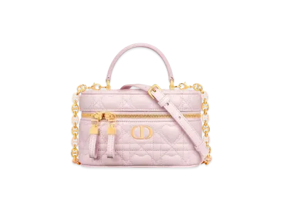 Dior Dioramour Dior Caro Mini Vanity Cannage Lambskin with Heart Motif "Pale Pink"
