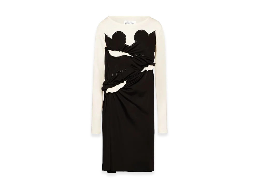 Maison Margiela Women's Two-Tone Jersey Dress "White"