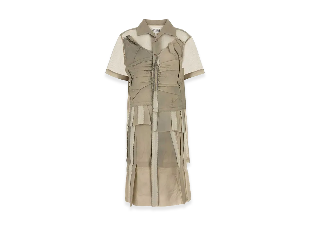 Maison Margiela Women's Cappuccino Mesh Shirt Dress "Beige/Tan"