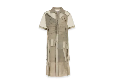 Maison Margiela Women's Cappuccino Mesh Shirt Dress "Beige/Tan"
