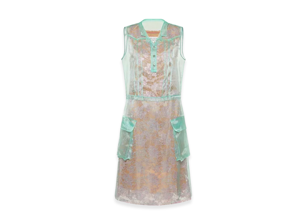 Maison Margiela Sheer Tea Dress "Emerald/Antique Rose"