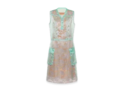 Maison Margiela Sheer Tea Dress "Emerald/Antique Rose"