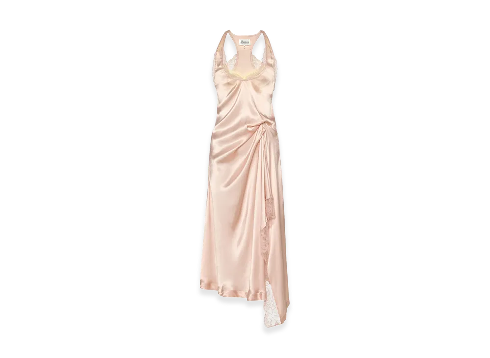 Maison Margiela Women's Silk Lace Slip Midi Dress "Pink"
