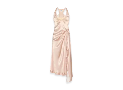 Maison Margiela Women's Silk Lace Slip Midi Dress "Pink"