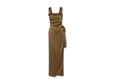 Maison Margiela Silk Satin Maxi Dress "Medium Brown"
