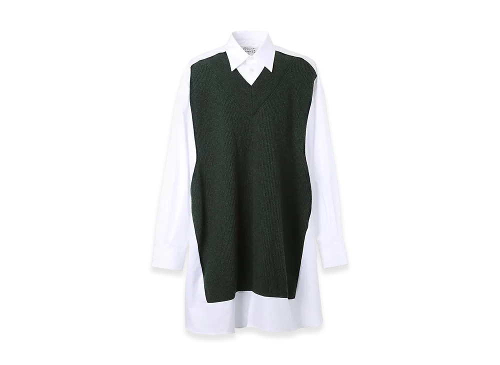 Maison Margiela Spliced Shirt Dress "White/Dark Green"