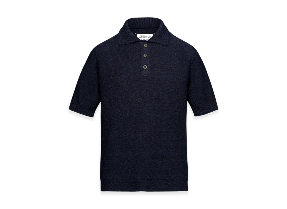 Maison Margiela Women's Nostalgic Boucle Knit Polo Shirt "Blue"