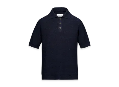 Maison Margiela Women's Nostalgic Boucle Knit Polo Shirt "Blue"