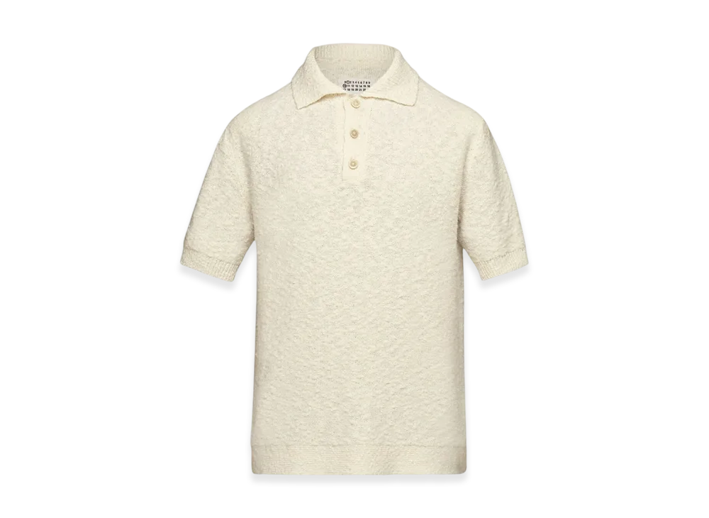 Maison Margiela Women's Nostalgic Boucle Knit Polo Shirt "Off White"