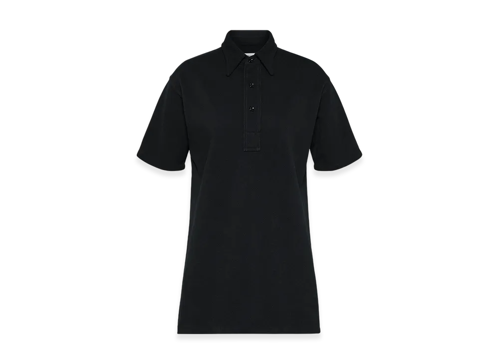 Maison Margiela Women's Pique Cotton Polo Shirt "Black"