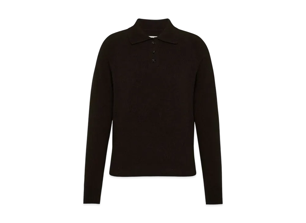 Maison Margiela Women's Wool Polo-Neck Top "Brown"