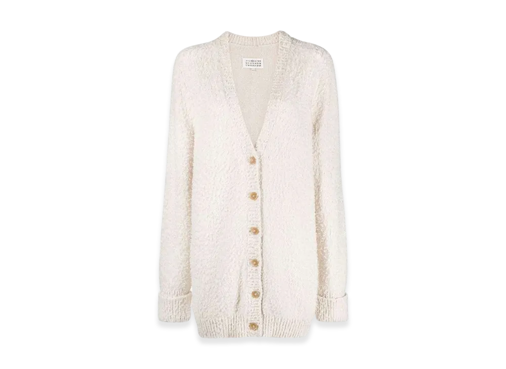 Maison Margiela Women's Stitches Texture Knit Cardigan "Cream"