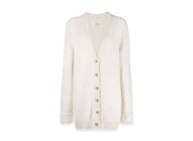 Maison Margiela Women's Stitches Texture Knit Cardigan "Cream"