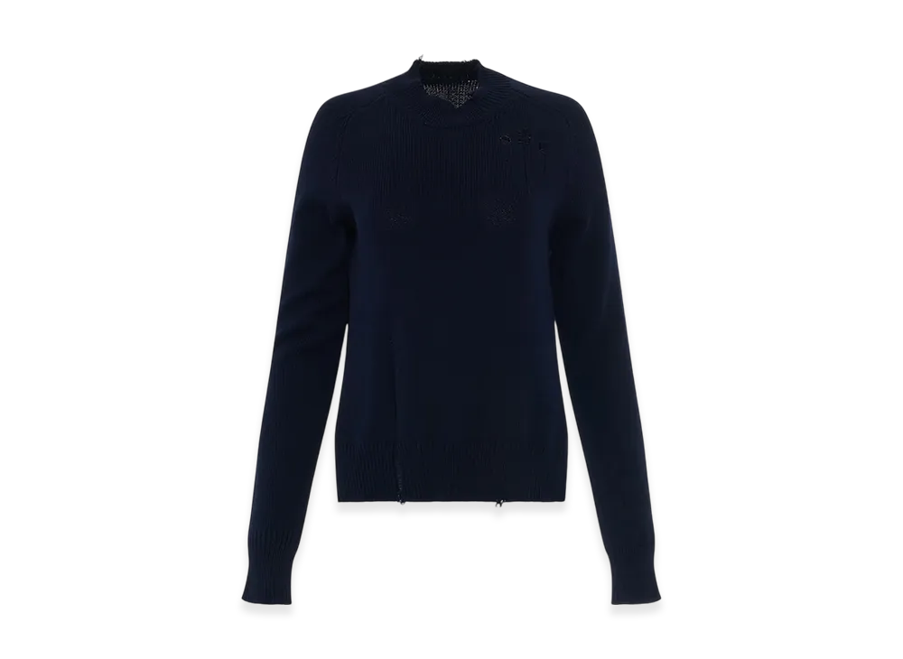 Maison Margiela Women's Distressed Sweater "Dark Blue"