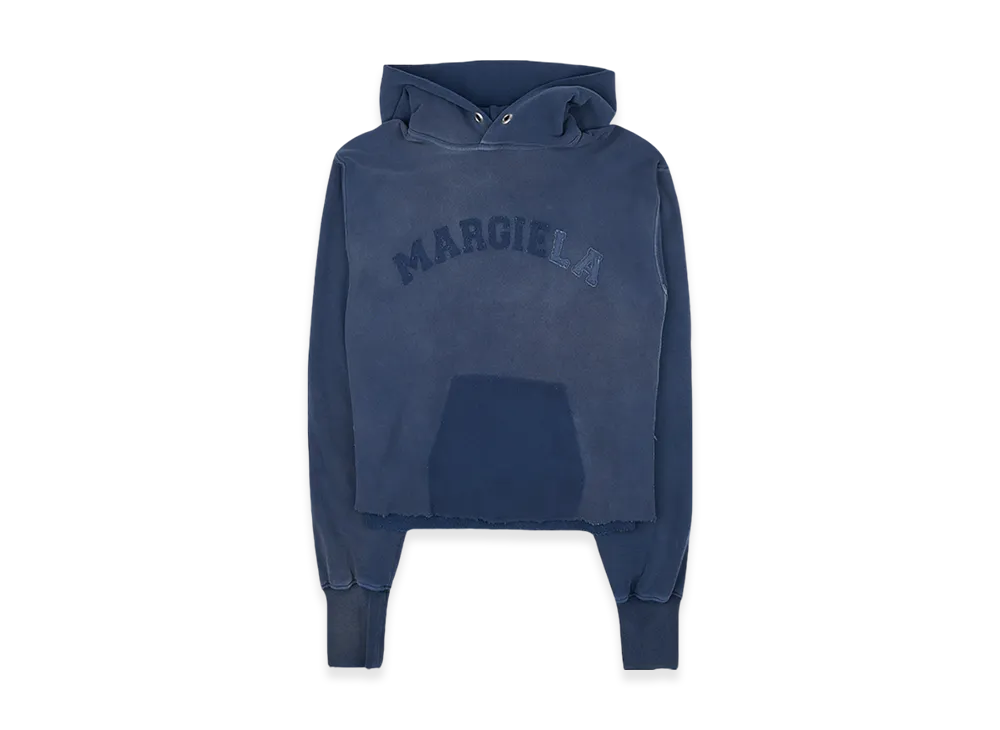 Maison Margiela Women's Logo Vintage Cotton Cropped Hoodie "Blue"