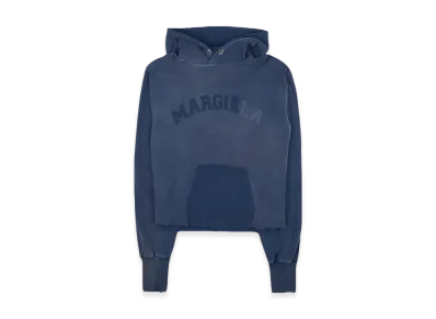 Maison Margiela Women's Logo Vintage Cotton Cropped Hoodie "Blue"