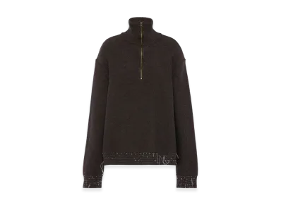 Maison Margiela Wool Quarter Zip Sweater "Brown"