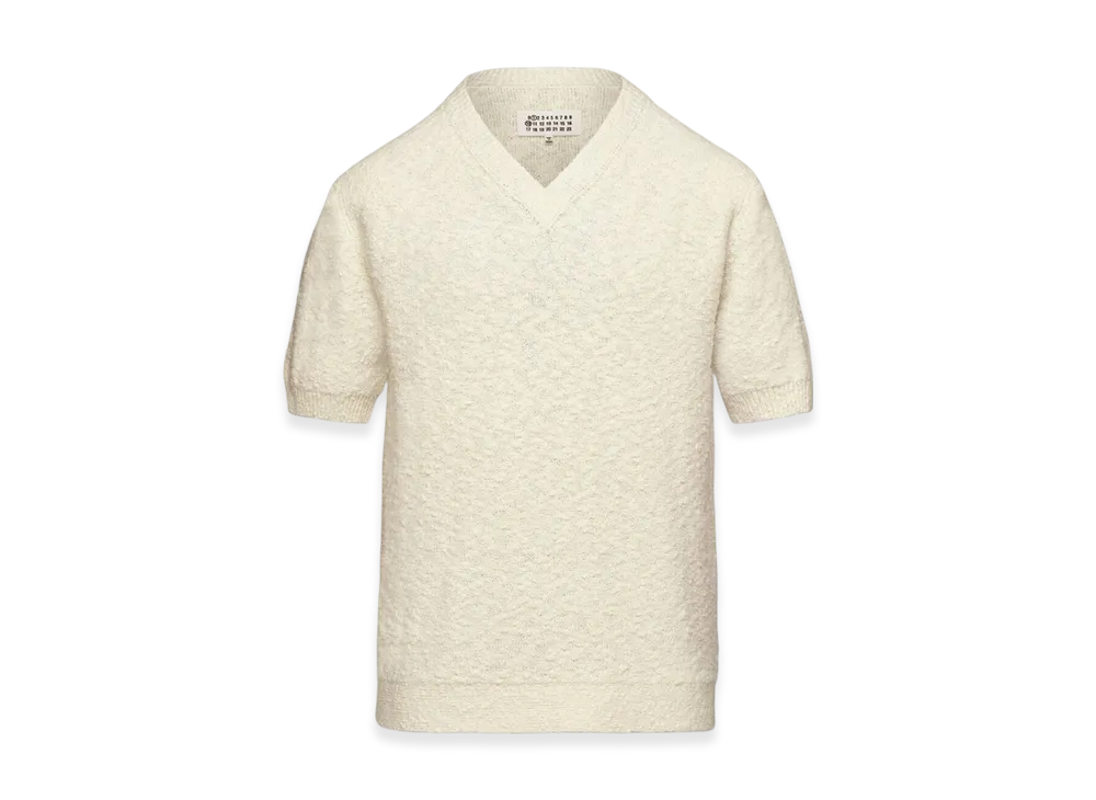 Maison Margiela Women's Nostalgic Boucle Knit Top "Off White"
