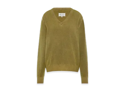 Maison Margiela Virgin Wool V-Neck Sweater "Yellow/Brown"