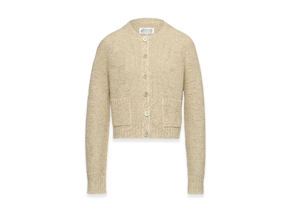 Maison Margiela Women's Hemp Basket Weave Knit Cardigan "Banana"