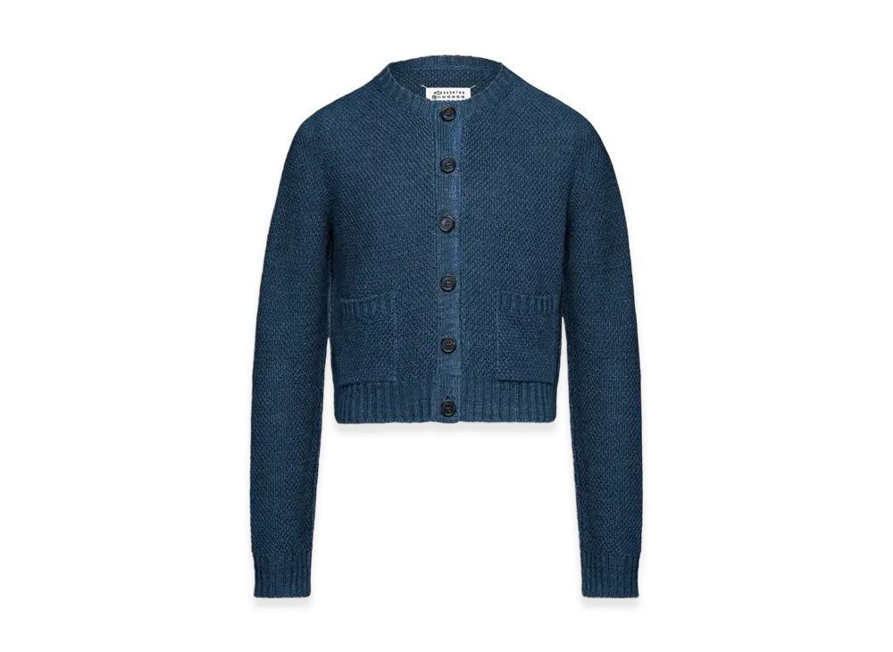 Maison Margiela Women's Hemp Basket Weave Knit Cardigan "Blue"