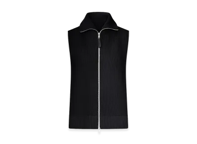 Maison Margiela Women's Ribbed Knit Zip-Up Vest "Black"