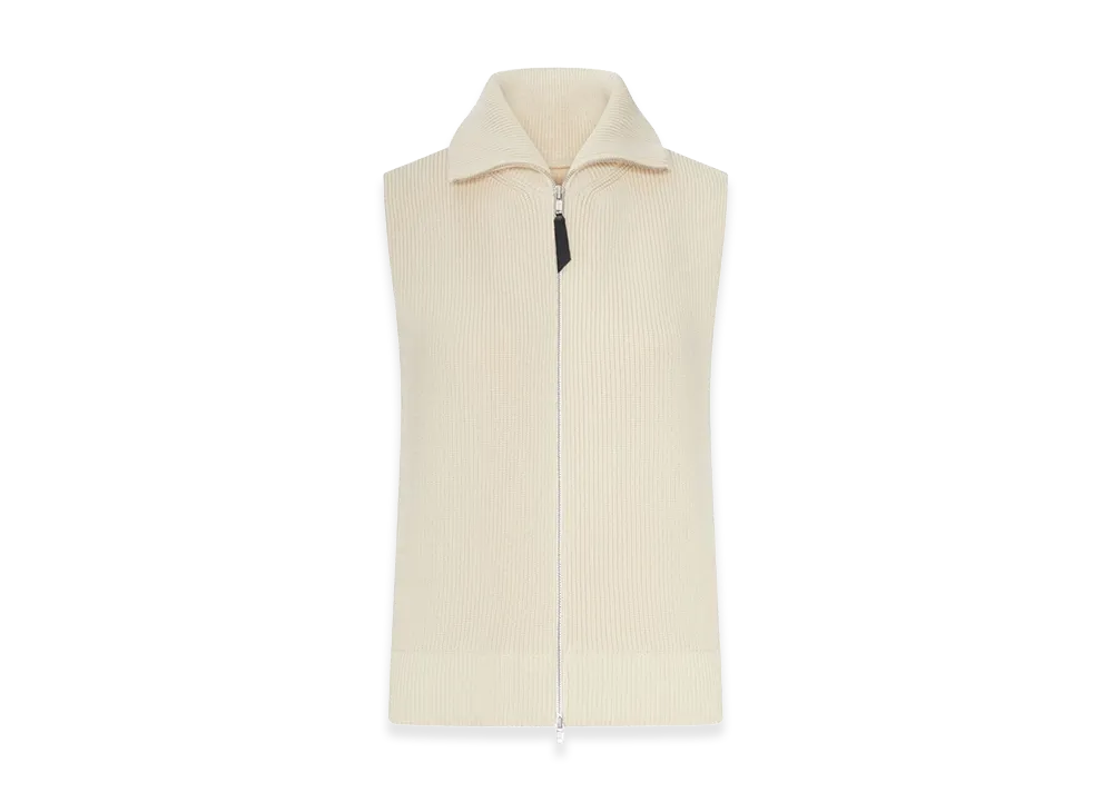 Maison Margiela Women's Ribbed Knit Zip-Up Vest "Nude/Neutrals"