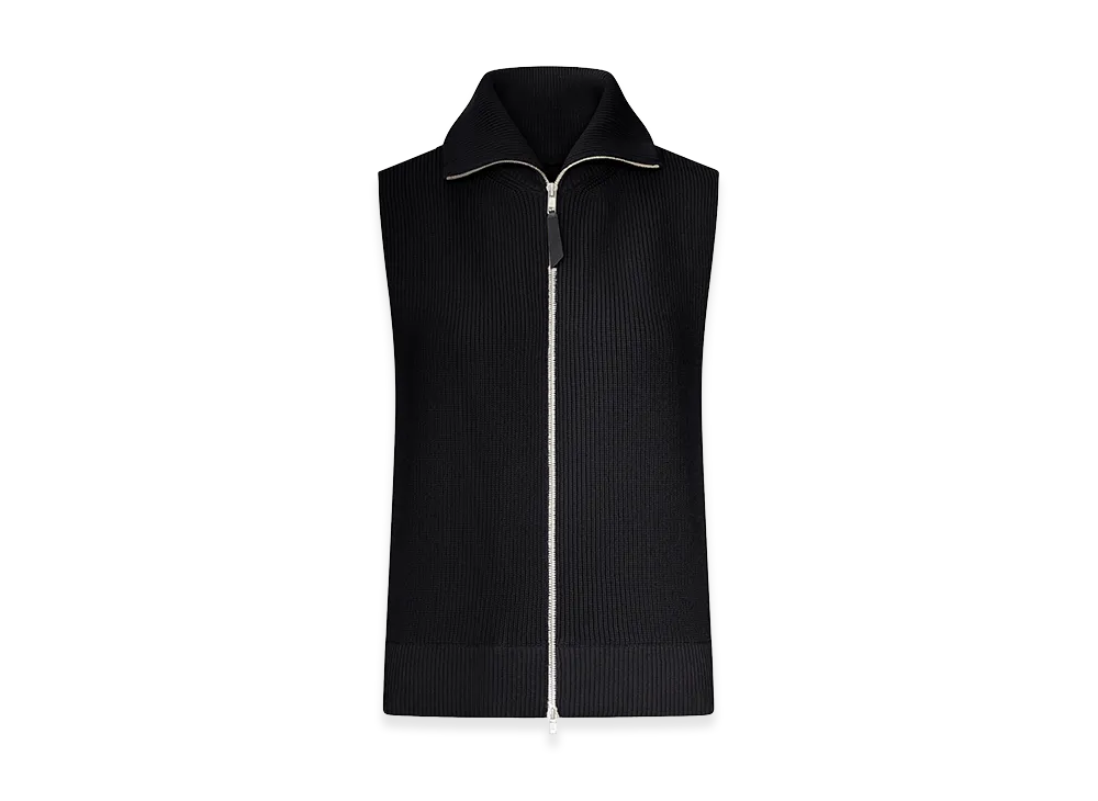 Maison Margiela Women's Ribbed Knit Zip-Up Vest "Black"