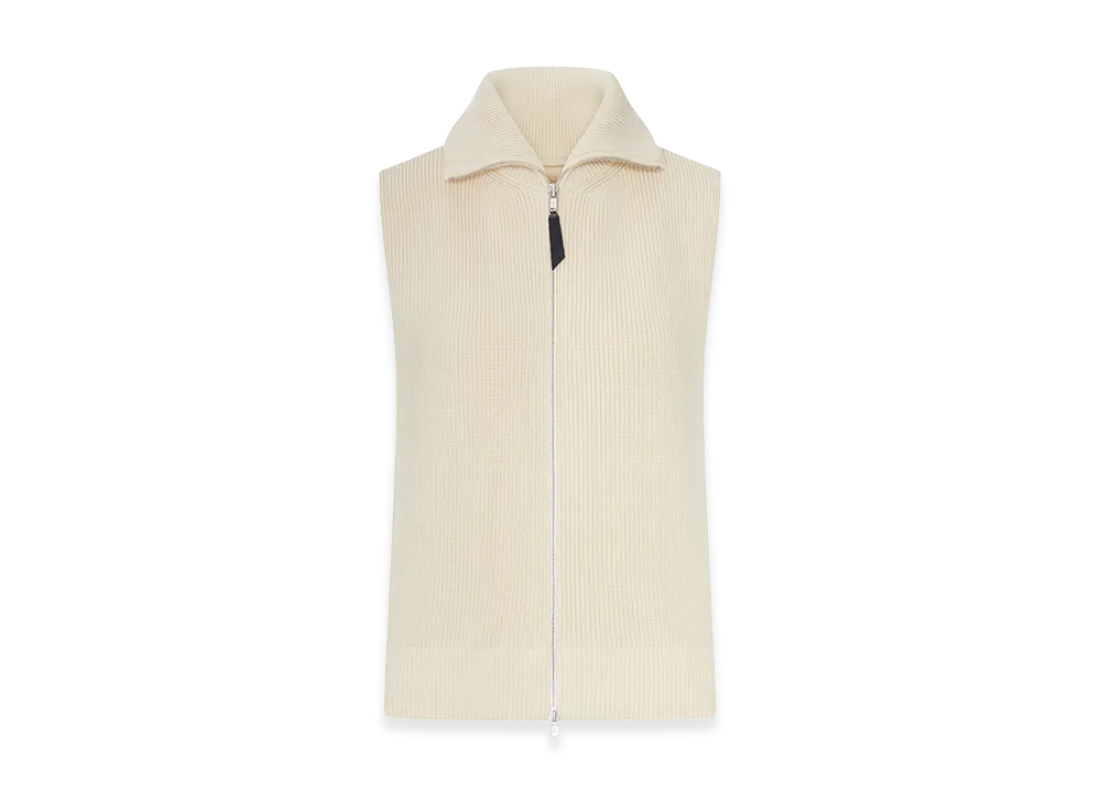 Maison Margiela Women's Ribbed Knit Zip-Up Vest "Nude/Neutrals"