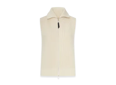Maison Margiela Women's Ribbed Knit Zip-Up Vest "Nude/Neutrals"