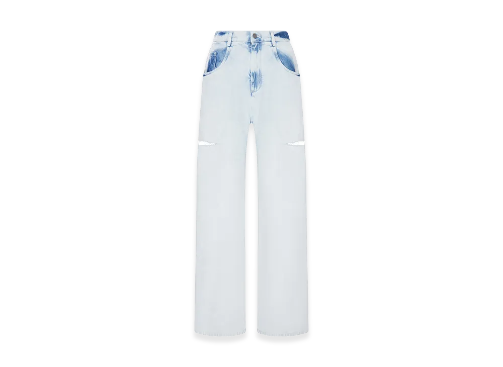 Maison Margiela Women's Wide-Leg Jeans With Distressed Details "Light Blue"