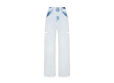 Maison Margiela Women's Wide-Leg Jeans With Distressed Details "Light Blue"