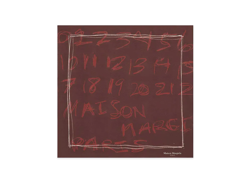 Maison Margiela Women's Square Silk Scarf "Dark Red/Brown"
