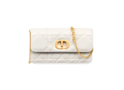 Dior Miss Caro Pouch with Chain Macrocannage Lambskin "Latte"