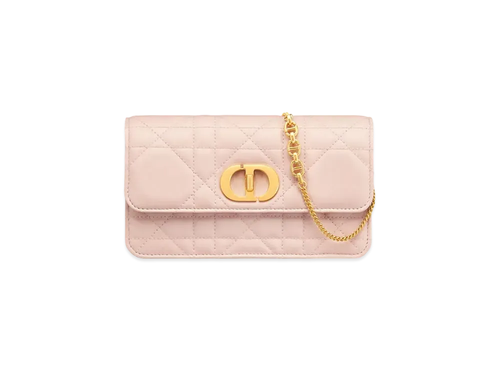 Dior Miss Caro Pouch with Chain Macrocannage Lambskin "Powder Pink"